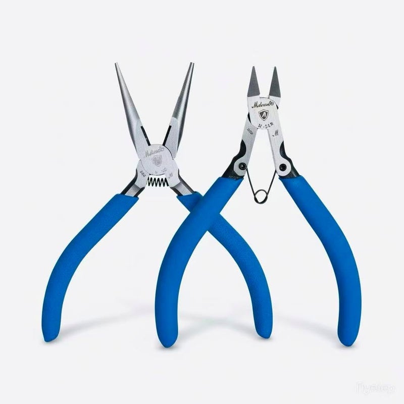 mshandto 5" Needle Nose Pliers and Flush Cutters Set, 2-Piece Precision Pliers Set, Ultra-Sharp Crafts Diagonal Wire Cutters, Long Nose Pliers for Wire Cutting, Electronics Repair, Craft DIY, Home Use - Image 1